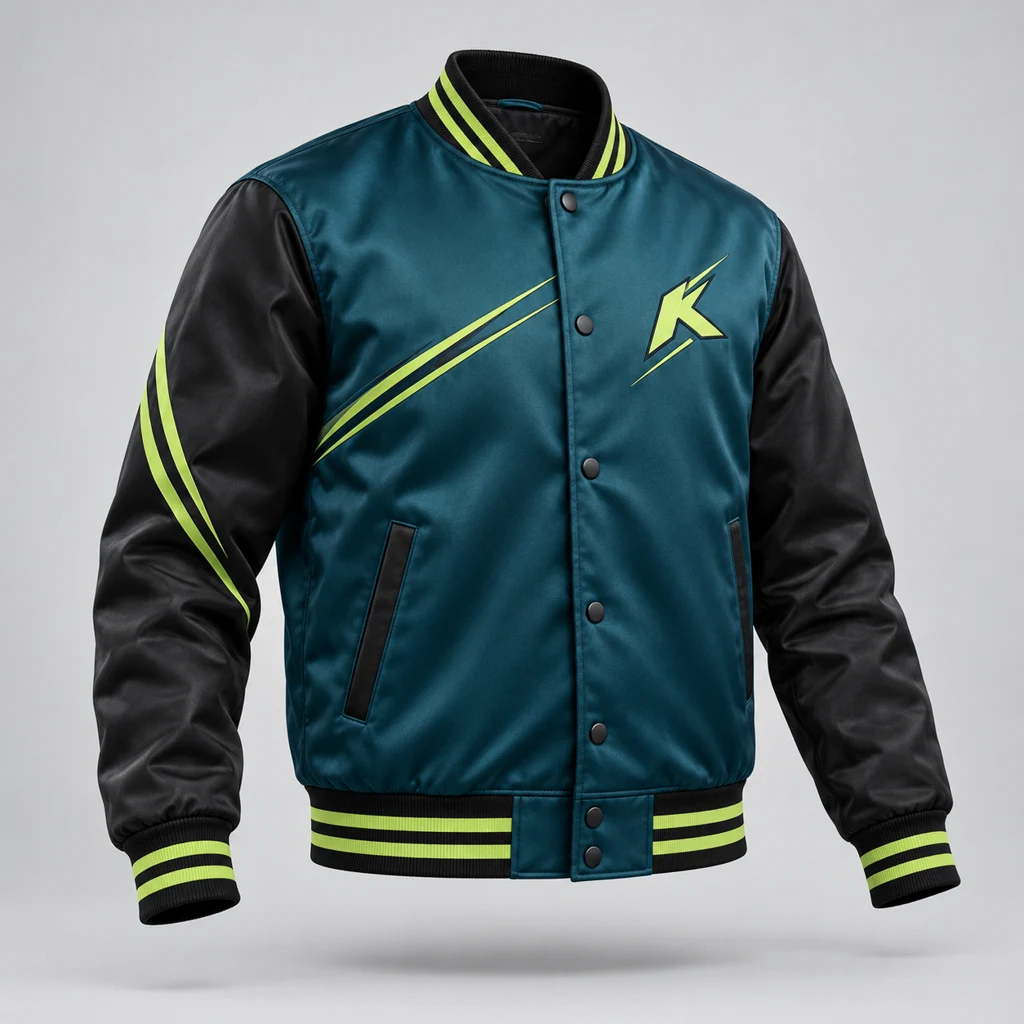 Petrol Pulse Jacket in Teal / Black, front view